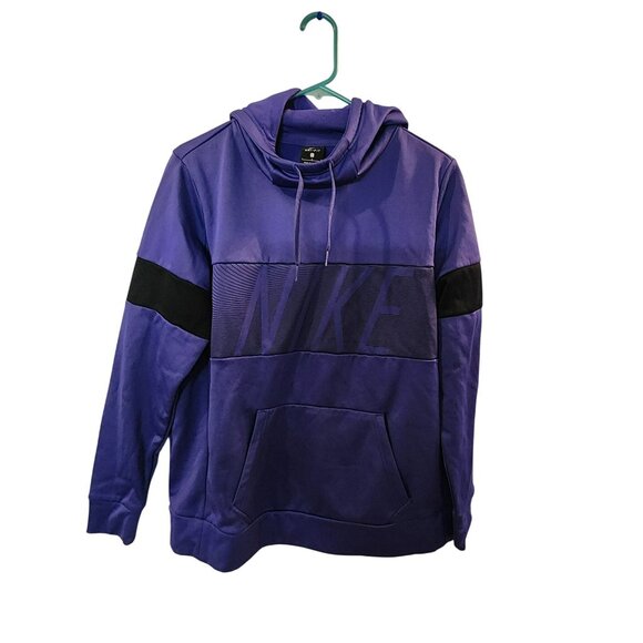 Nike Dri-Fit Purple Hooded Sweatshirt With Front Pocket & Black Accents Size L - Picture 2 of 6